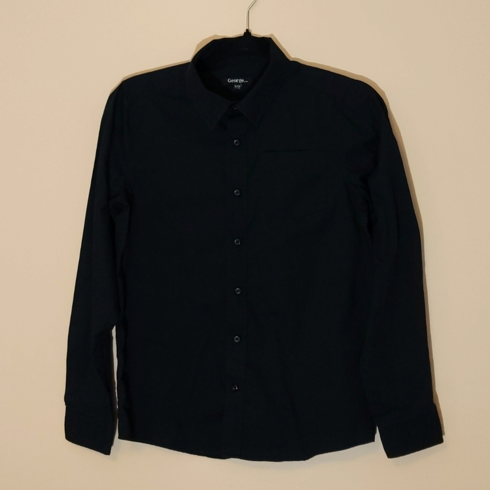 George| Black Button Down Formal Shirt With Front Pocket